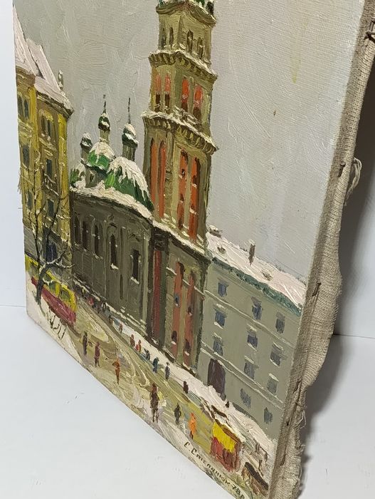Картина маслом на холсті,велика 1978 р"Львів вул.Підвальна"