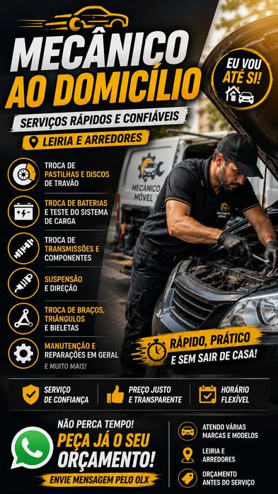 Mecânico ao Domicílio | Serviços Rápidos | Leiria