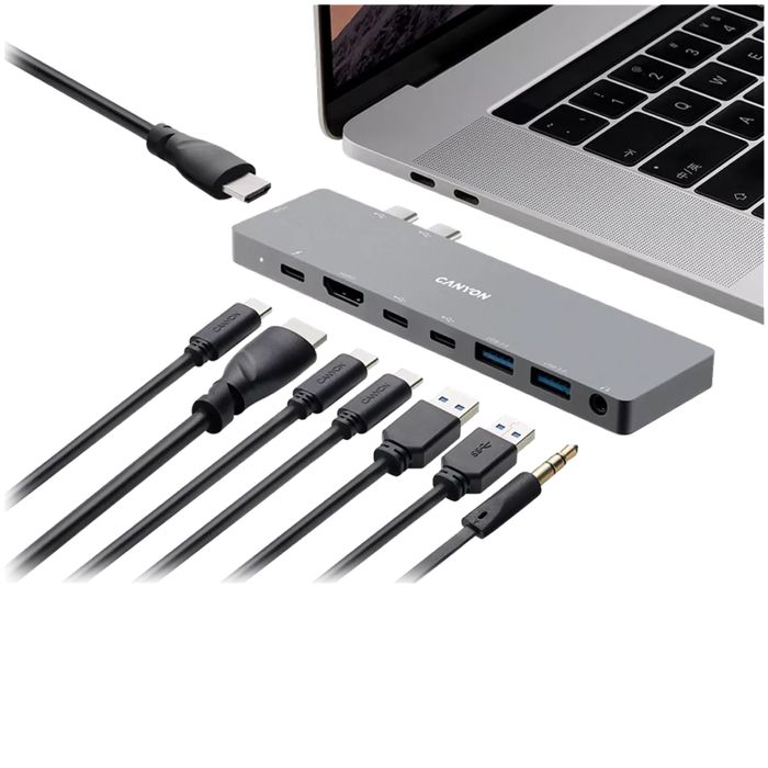 Док станція / USB HDMI хаб 8-в-1 Canyon для Macbook