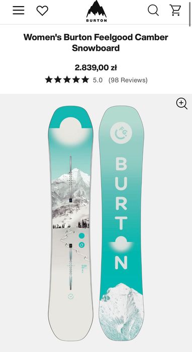 deska burton feelgood - Snowboard w dobrej cenie