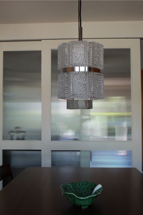 Candeeiro vintage da Kaiser Leuchten vidro fosco, Alemanha, anos 1960