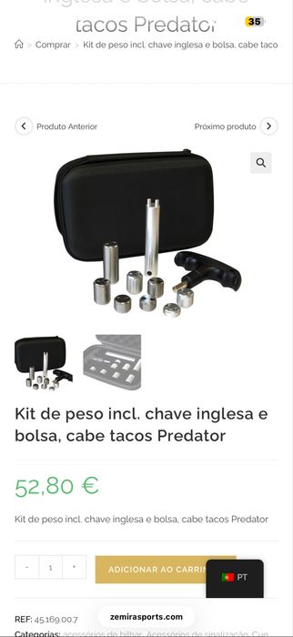 Pesos para tacos de pool e bilhar predator