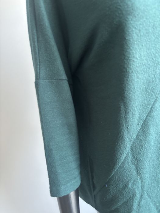 Sweter Damski Butelkowa Zieleń Luźny Golf Miękki Dzianina M/L