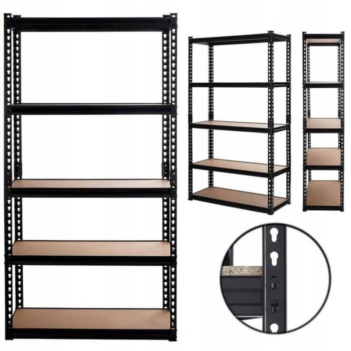 Regał magazynowy metalowy 5 półek HÖGLER 180x90x30 cm max 175kg na półkę NOWY