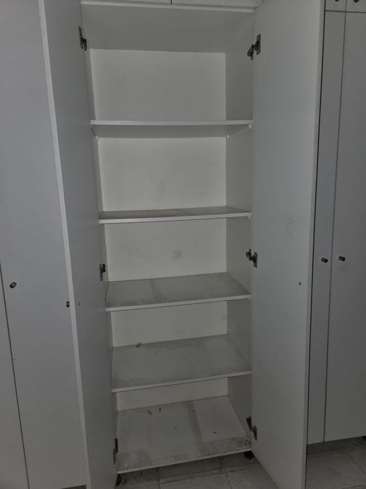 Armário com porta dupla e prateleiras