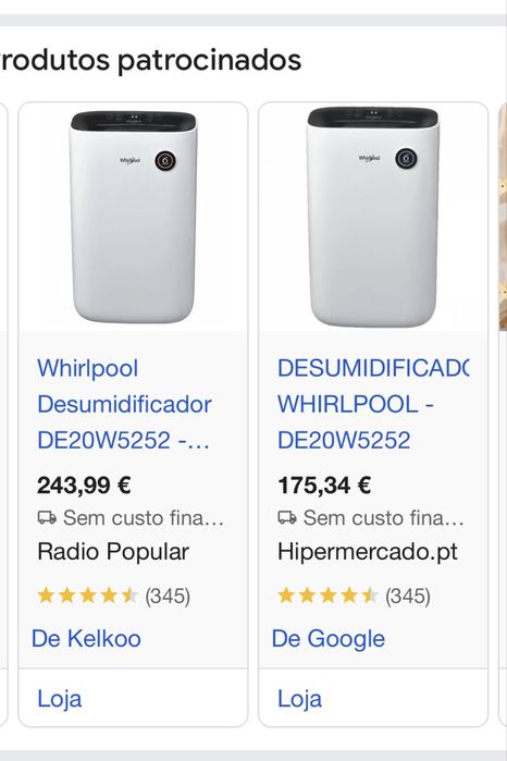 Desumidificador  Whirlpool 20 lts