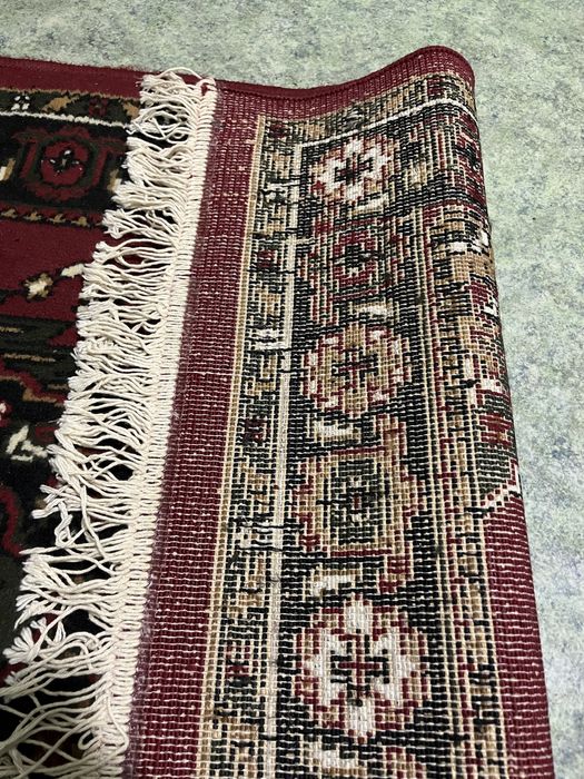 czerwony dywan z frędzlami chodnik dywanowy z orientalnym wzorem 4x1 m