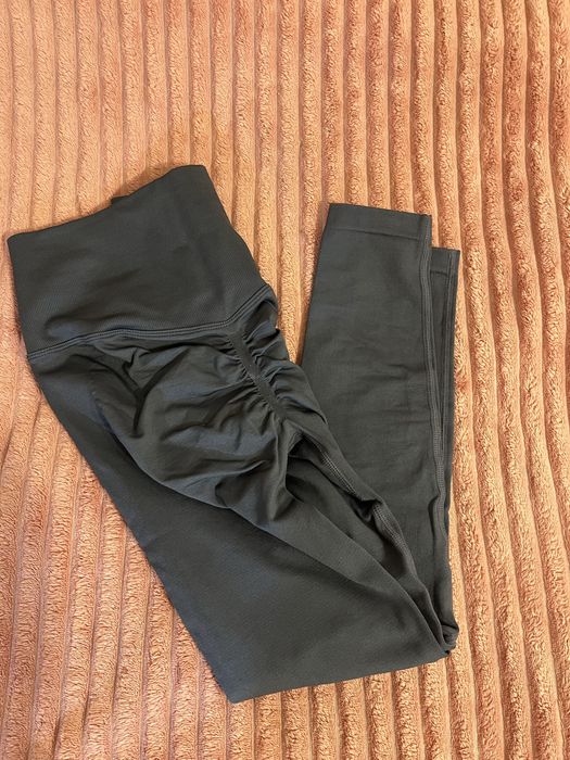 Лосини сіро-синього кольору для спорту з пуш апом