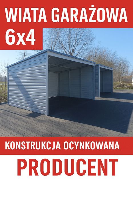 Wiata garażowa otwarta 6x4 carport premium