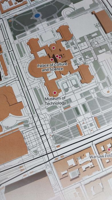 Plakat A3 w ramie mapa Warszawy - nowoczesny poster miasta