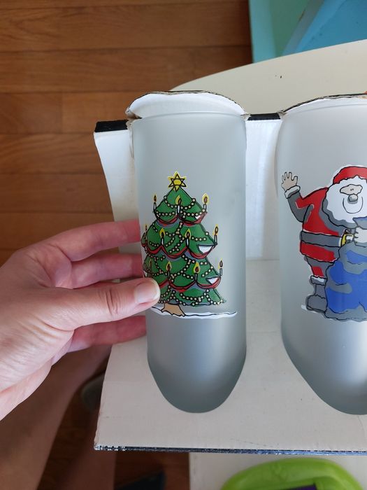 Copos altos vidro desenhos natal