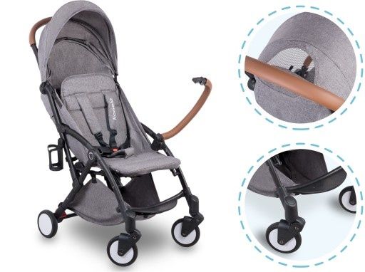 Wózek spacerowy Lionelo Julie ciemnoszary moskitiera torba gumowe koła