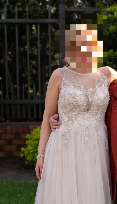 Suknia ślubna ecru długa M