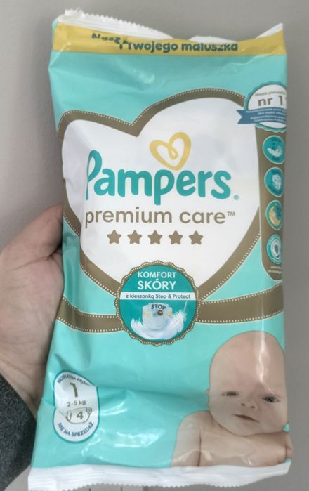 16 x Pampers premium care 1 2-5kg+ gratis opakowanie 4 + smoczek Phili