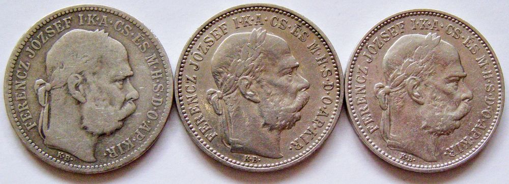 Monety srebrne Franciszek Józef. 1 Korona ,halerze,krajcary