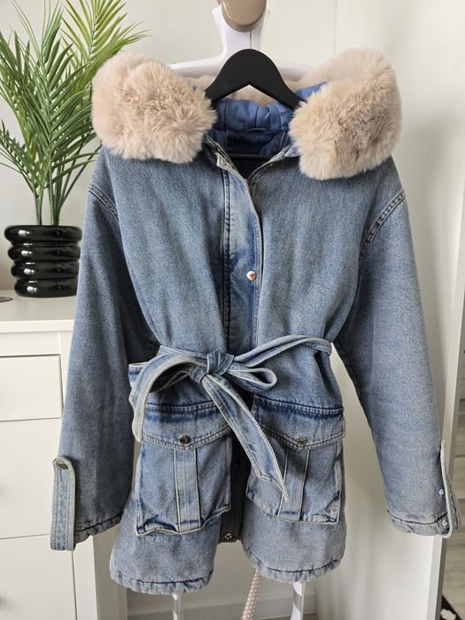 Nowa kurtka jeansowa z futerkiem 40 L