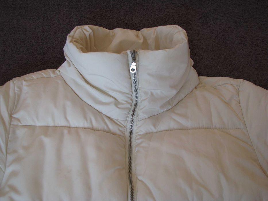 Pikowana, puchata kurtka z wysoką stójką, ecri, rozm 42