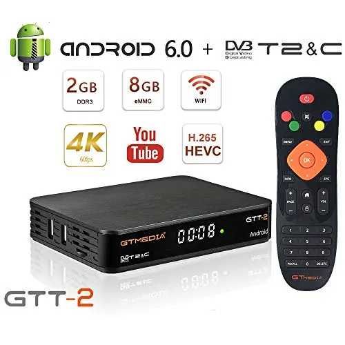 GT MEDIA GTT-2 Decoder Digitale Terrestre 4K Android 6.0 TV Box DVB-T e cabo