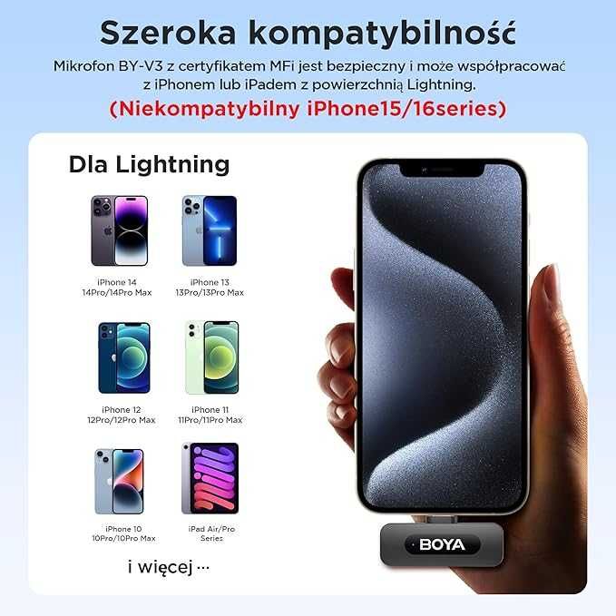 Mikrofon krawatowy podwójny BOYA BY-V2 LIGHTNING iPhone iOS