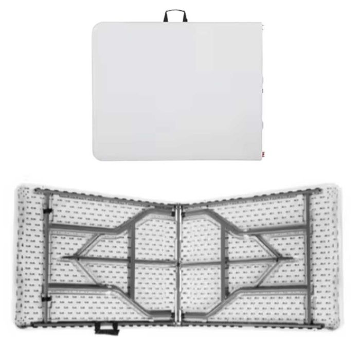 Stół Składany do Ogrodu Z Blokadą Cateringowy Stolik Biały 180 x 74 cm