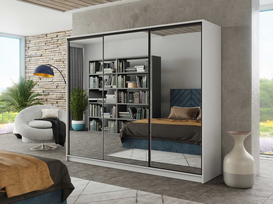 Szafa przesuwna Black 150x205x56 3xlustro 4xszuflada