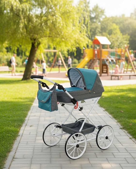 Głęboki Wózek dla Lalek Retro Solidny Polski Produkt  POŚCIEL GRATIS