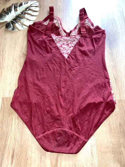 Body 100E czerwono-beżowe gorset miękki