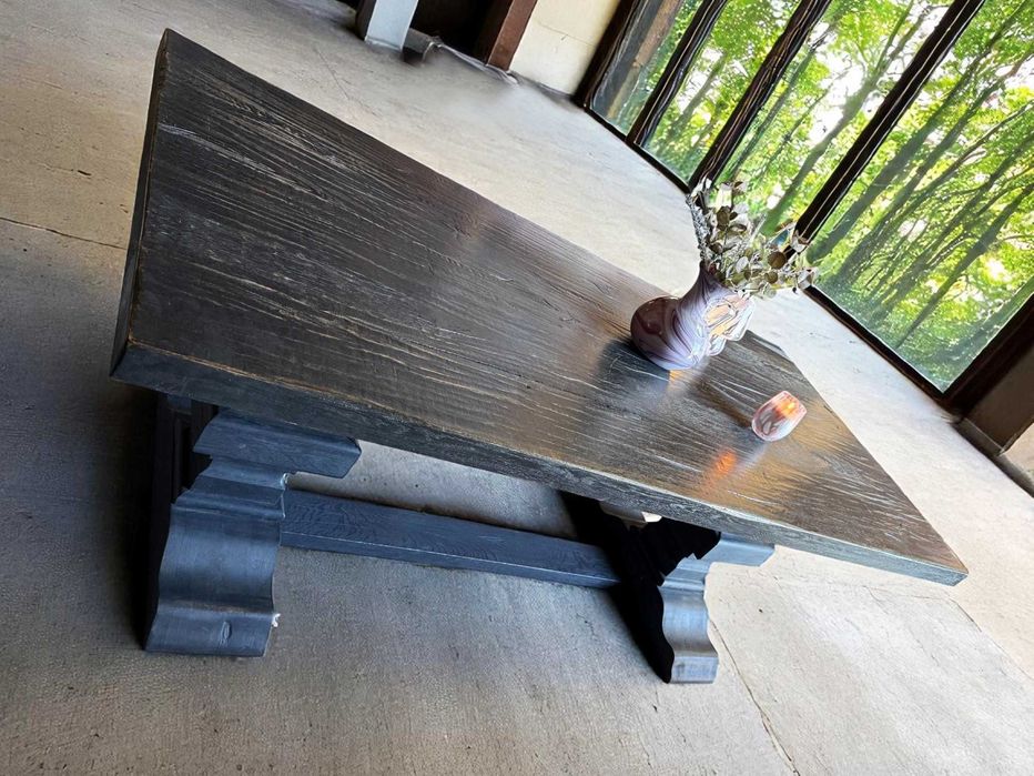 Stół klasztorny 220 stare drewniany vintage RUSTIC czarny dąb dębowy