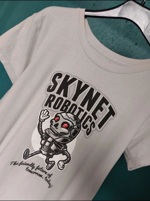 Bawełniany T-shirt Skynet Robotics koszulka Terminator bluzka robot męski tshirt z nadrukiem z Terminatora