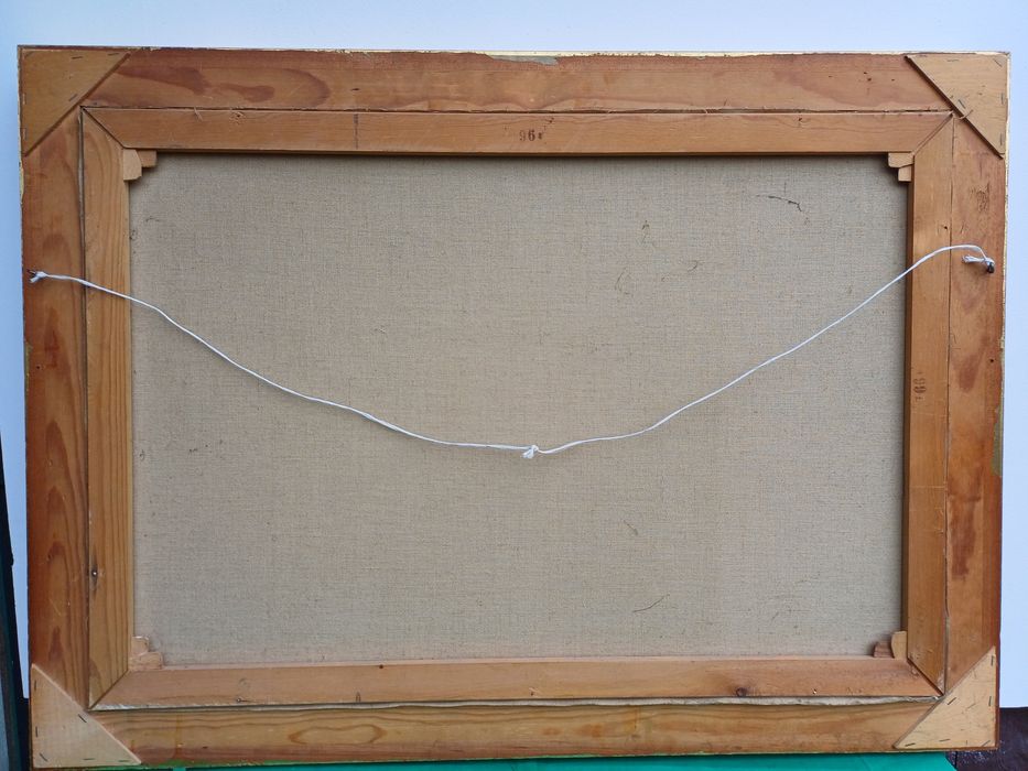 Stary obraz na płótnie sygnowany .