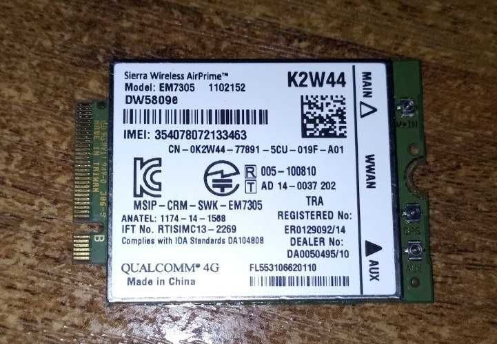 4Gмодем EM7305 DW5809E для Dell Latitude E5250 E5450 E5550 E7450 3340