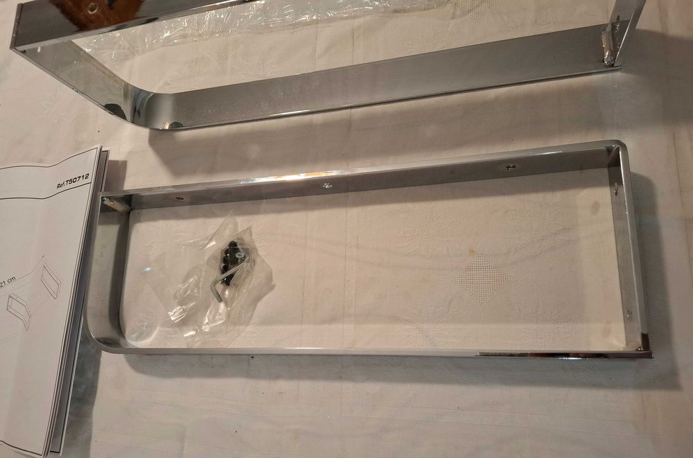 Conjunto de 2 suportes de parede para tampo de lavatório (cromado)