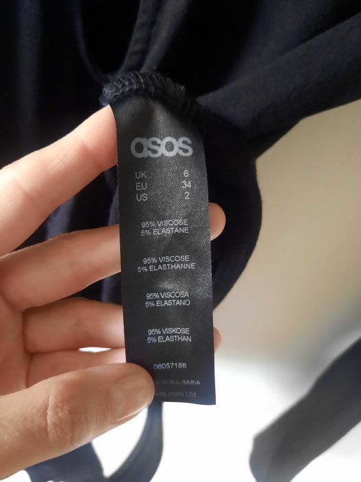 Czarne body stringi krzyżowane plecy dekolt ASOS XS wiskoza