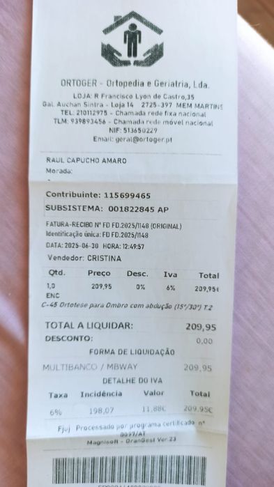 Ortese para ombro com abdução 15 ° / 30 ° Novo