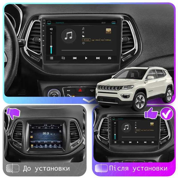 Магнітола Lesko Jeep Compass II 2017-н.в. 10" Камера заднього огляду