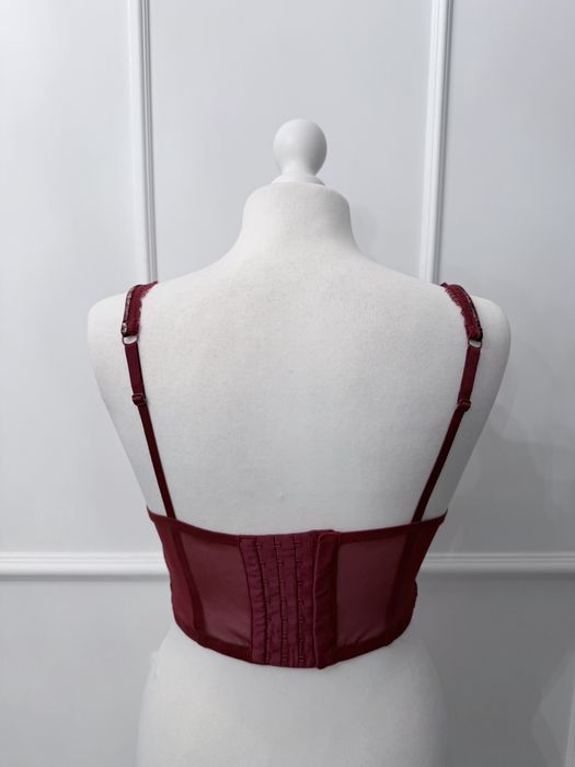 Biustonosz gorsetowy w kolorze burgundowym rozmiar - 80C