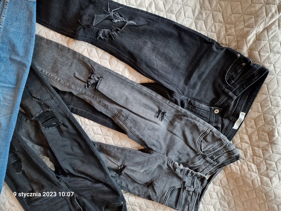 Jeansy z dziurami  4 szt zestaw spodnie Zara 36/38