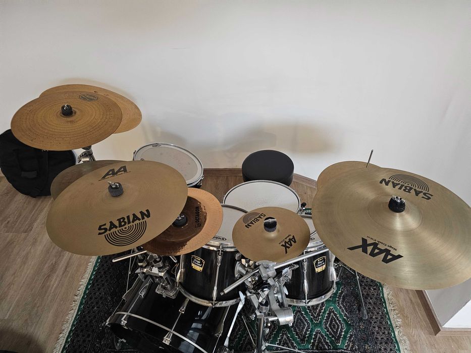 Bateria Yamaha Stage Custom Advantage + 9 Pratos Sabian + Anatolian +, Banco, Ferragens extra