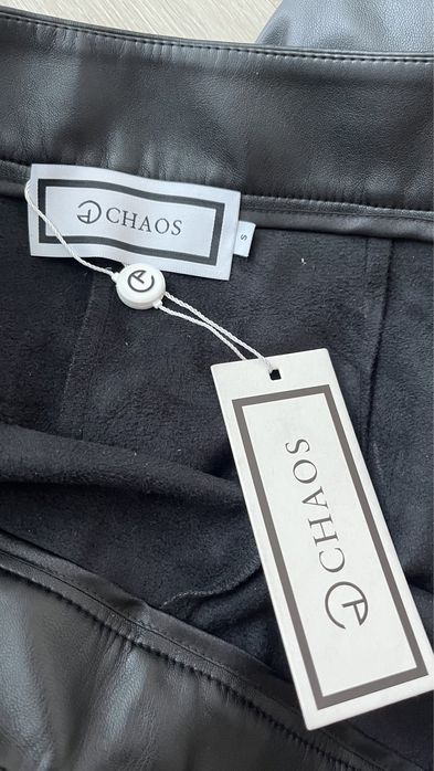 Chaos Legginsy NEGRO CRYSTAL S skórzane skóra
