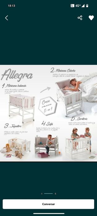 Berço co-sleeping conversível ( Minicuna Allegro 5 em 1)