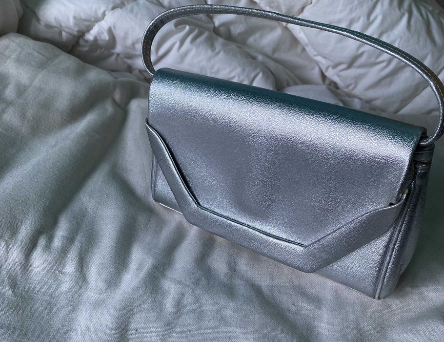 Torebka vintage unikat Sylvia’s King Highway srebrna kopertówka