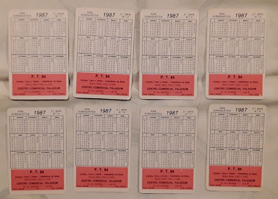 Calendários de bolso 1987 - Tema: Vida Subaquática