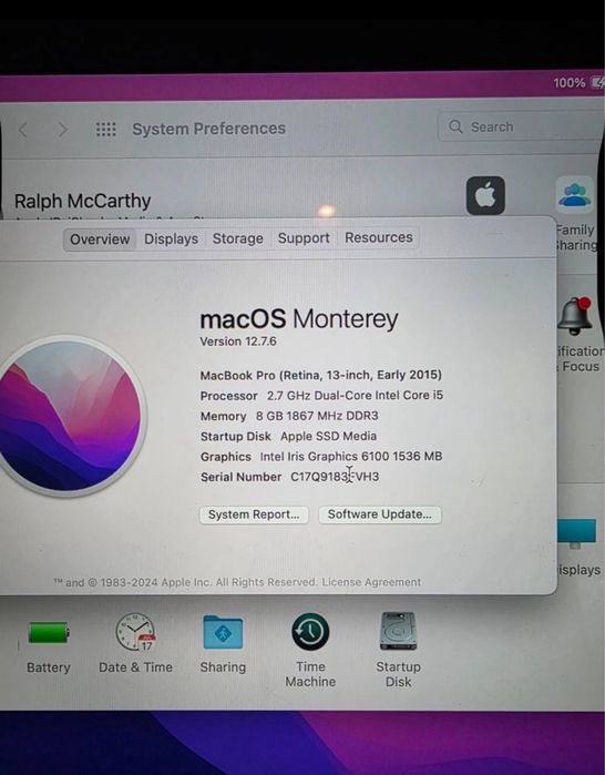 Macbook pro  13 2015 i5 1tb ssd