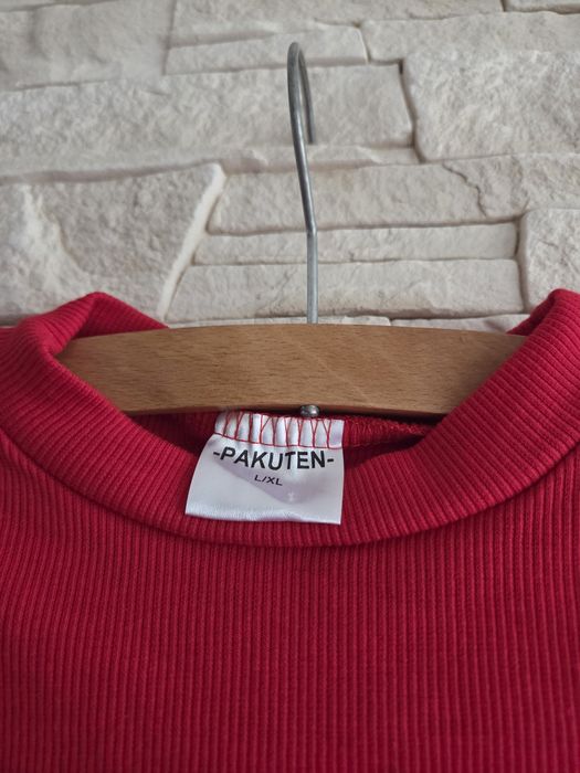 Czerwony top plus spódnica ołówkowa długa prążek Pakuten  rozm L/XL