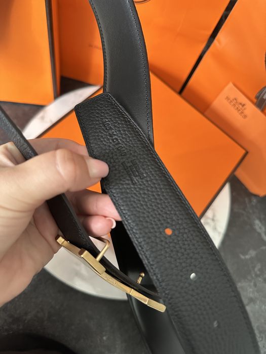 Pasek Hermes meski skora naturalna zestaw prezent