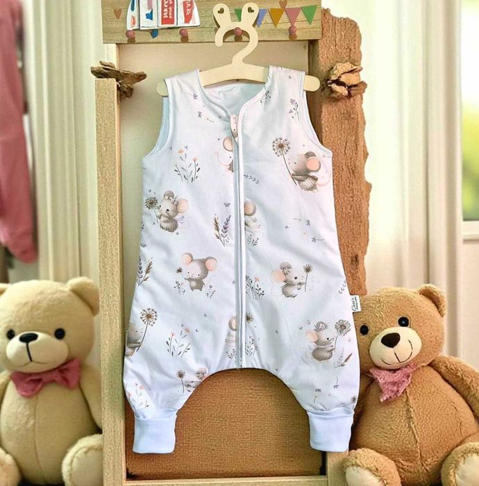 Śpiworek z nogawkami SKARPETA 1,5 tog rozmiar 86-92 wzór - Myszki