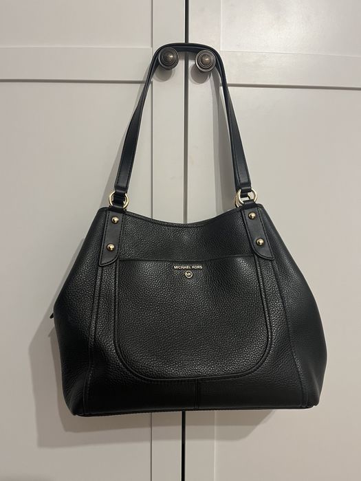 Oryginalna torebka Michael Kors czarna skorzana molly large