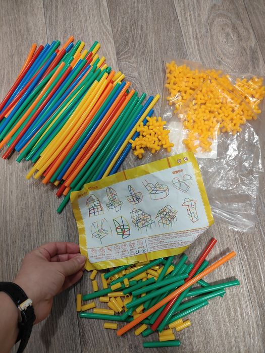 Конструктор трубки, соломинка, трубочки, палички, 200 деталей