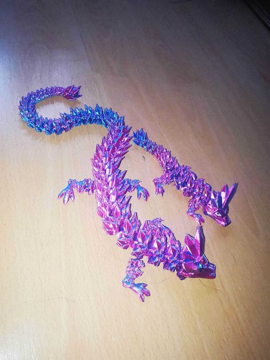 Flexi dragon - kolorowy smok ruchomy druk 3d wykonany z silk-pla.