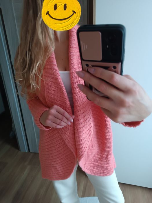 Sweter ciepły/narzutka koralowa Orsay